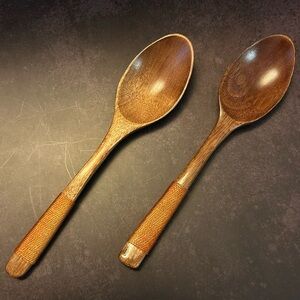 Wooden Spoons with Wrapped Handles